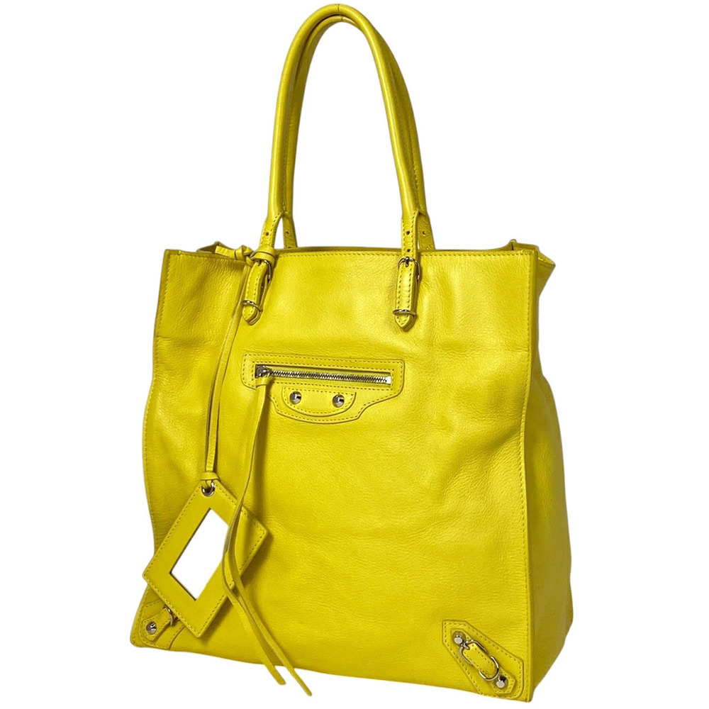 Balenciaga The Paper Tote Bag Handbag Leather Yellow